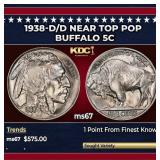 1938-d/d Buffalo Nickel Near Top Pop 5c ms67 SEGS