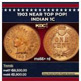 1903 Indian Cent Near Top Pop! 1c ms66+ rd SEGS