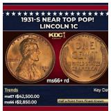 1931-s Lincoln Cent Near Top Pop! 1c ms66+ rd SEGS