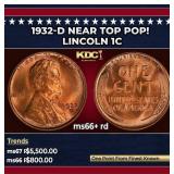 1932-d Lincoln Cent Near Top Pop! 1c ms66+ rd SEGS