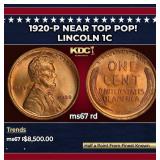 1920-p Lincoln Cent Near Top Pop! 1c ms67 rd SEGS