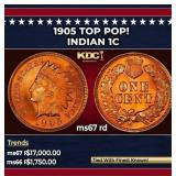1905 Indian Cent TOP POP! 1c ms67 rd SEGS