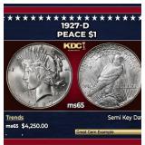 1927-d Peace Dollar $1 ms65 SEGS