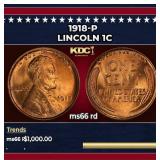 1918-p Lincoln Cent 1c ms66 rd SEGS