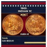 1905 Indian Cent . 1c Grades ms64 rd