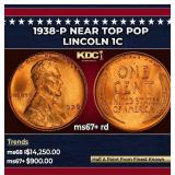 1938-p Lincoln Cent Near Top Pop 1c ms67+ rd SEGS