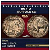 1934-d Buffalo Nickel 5c ms65+ SEGS