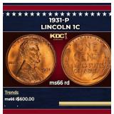 1931-p Lincoln Cent 1c Grades ms66 rd