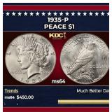 1935-p Peace Dollar $1 Grades ms64