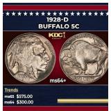 1928-d Buffalo Nickel 5c Grades ms64+