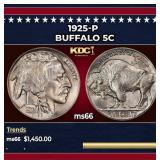 1925-p Buffalo Nickel 5c ms66 SEGS
