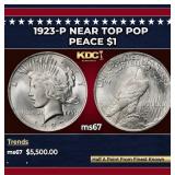 1923-p Peace Dollar Near Top Pop $1 ms67 SEGS