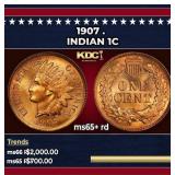 1907 Indian Cent . 1c ms65+ rd SEGS