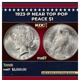 1923-p Peace Dollar Near Top Pop $1 ms67 SEGS