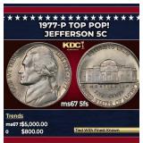 1977-p Jefferson Nickel TOP POP! 5c ms67 5fs SEGS