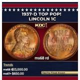 1937-d Lincoln Cent TOP POP! 1c ms68 rd SEGS