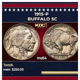 1915-p Buffalo Nickel 5c Grades ms64