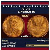1910-s Lincoln Cent 1c ms65+ rd SEGS