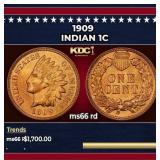 1909 Indian Cent 1c ms66 rd SEGS