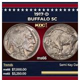 1917-d Buffalo Nickel 5c ms66 SEGS