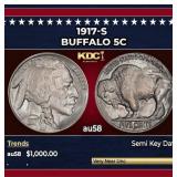 1917-s Buffalo Nickel 5c au58 SEGS