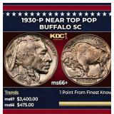 1930-p Buffalo Nickel Near Top Pop 5c ms66+ SEGS