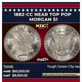 1882-cc Morgan Dollar Near Top Pop $1 ms67+ SEGS