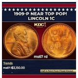 1909-p Lincoln Cent Near Top Pop! 1c ms67 rd SEGS