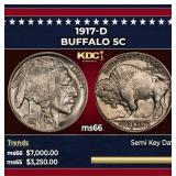 1917-d Buffalo Nickel 5c ms66 SEGS