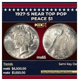 1927-s Peace Dollar Near Top Pop $1 ms65 SEGS