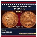 1905 Indian Cent Near Top Pop! 1c ms66 rd SEGS