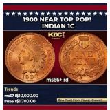 1900 Indian Cent Near Top Pop! 1c ms66+ rd SEGS