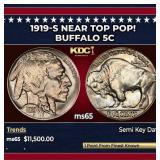 1919-s Buffalo Nickel Near Top Pop! 5c ms65 SEGS