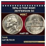 1974-d Jefferson Nickel TOP POP! 5c ms67 5fs SEGS