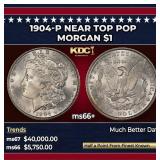 1904-p Morgan Dollar Near Top Pop $1 ms66+ SEGS