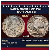1930-s Buffalo Nickel Near Top Pop 5c ms67 SEGS
