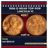 1936-d Lincoln Cent Near Top Pop 1c ms67 rd SEGS