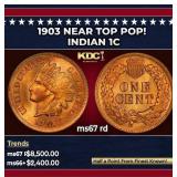 1903 Indian Cent Near Top Pop! 1c ms67 rd SEGS