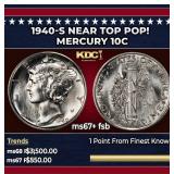 1940-s Mercury Dime Near Top Pop! 10c ms67+ fsb SE