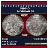 1892-o Morgan Dollar $1 ms65+ SEGS