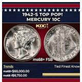 1942-s Mercury Dime TOP POP! 10c ms68+ FSB SEGS