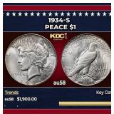 1934-s Peace Dollar $1 au58 SEGS