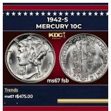 1942-s Mercury Dime 10c ms67 fsb SEGS