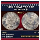 1893-p Morgan Dollar Near Top Pop $1 ms65+ SEGS