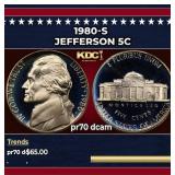 1980-s Proof Jefferson Nickel 5c pr70 dcam SEGS