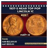 1937-s Lincoln Cent Near Top Pop 1c ms67+ rd SEGS