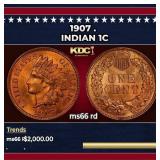 1907 Indian Cent . 1c ms66 rd SEGS