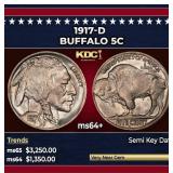 1917-d Buffalo Nickel 5c ms64+ SEGS