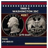 1988-s Proof Washington Quarter 25c pr70 dcam SEGS