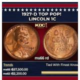 1927-d Lincoln Cent TOP POP! 1c ms66 rd SEGS